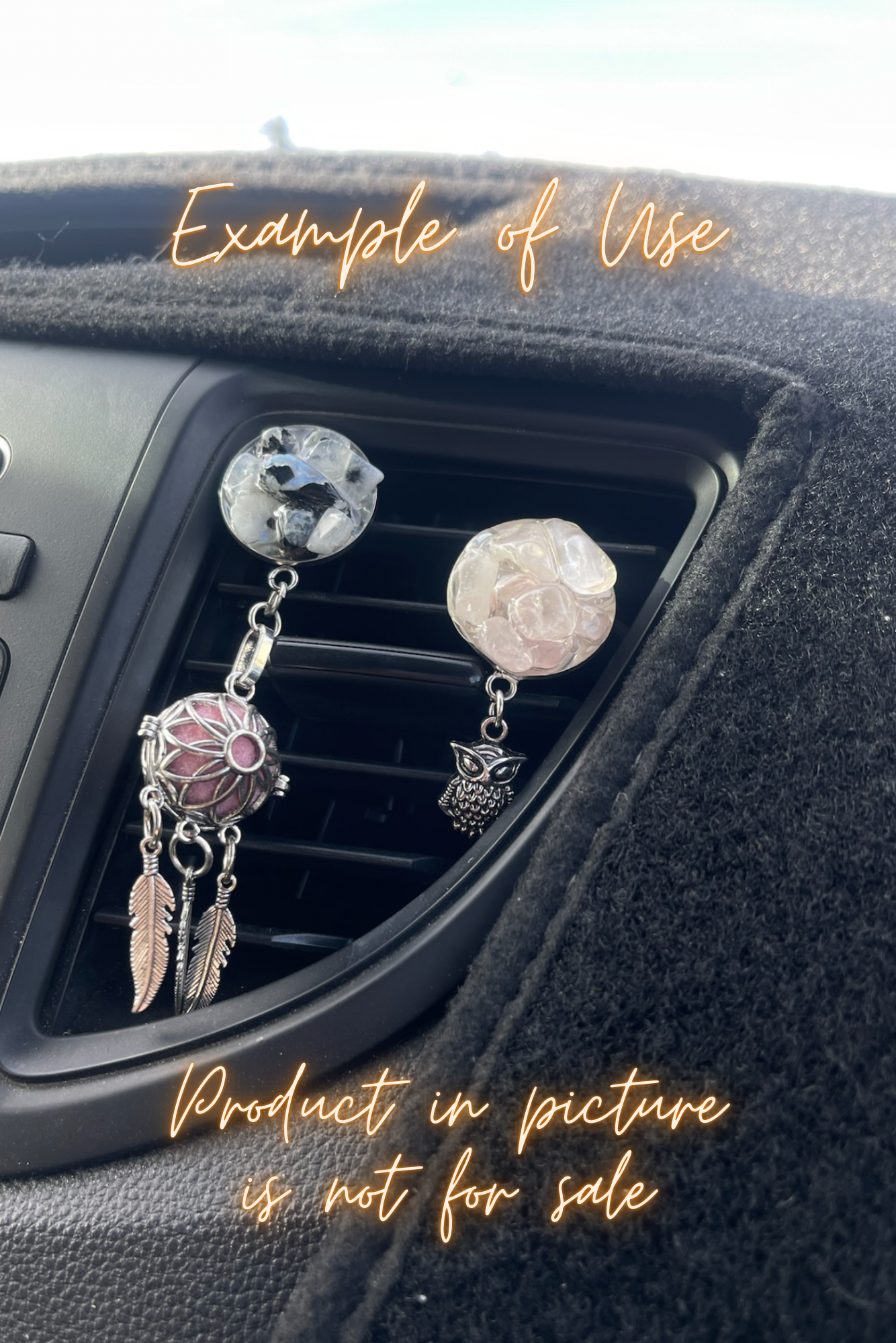 ✨ Celestial Tranquility: Moonstone Car AC Vent Clip with Angel Wing Cage ✨