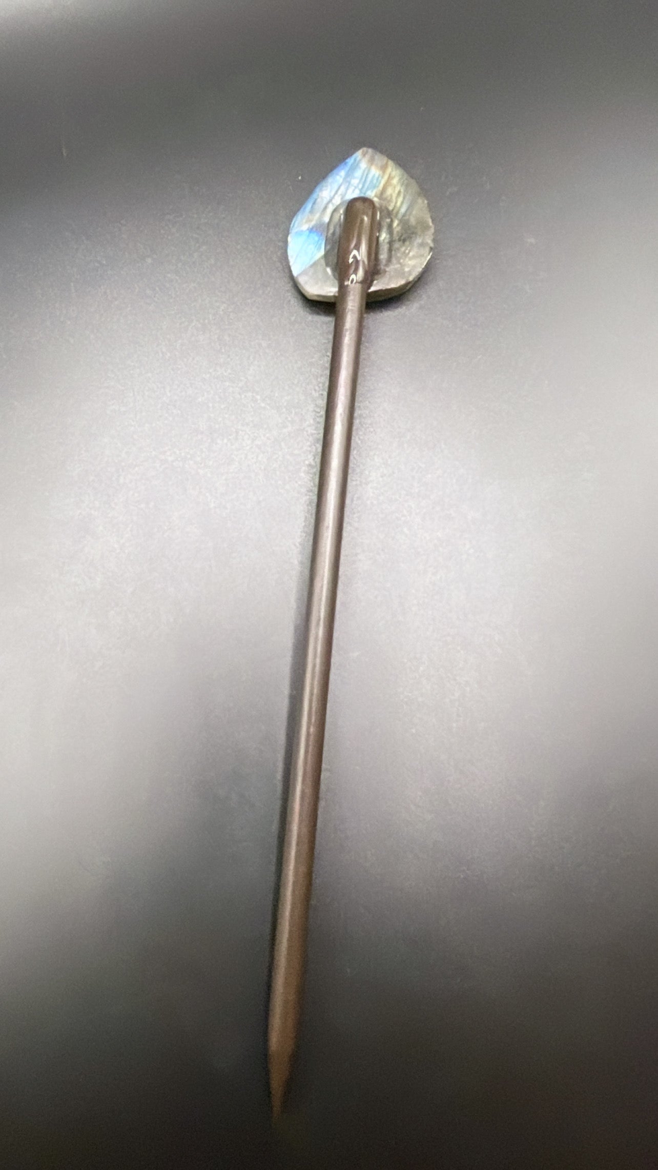 ✨ Mystical Aura: Wooden Crystal Hair Stick with Labradorite Charm ✨