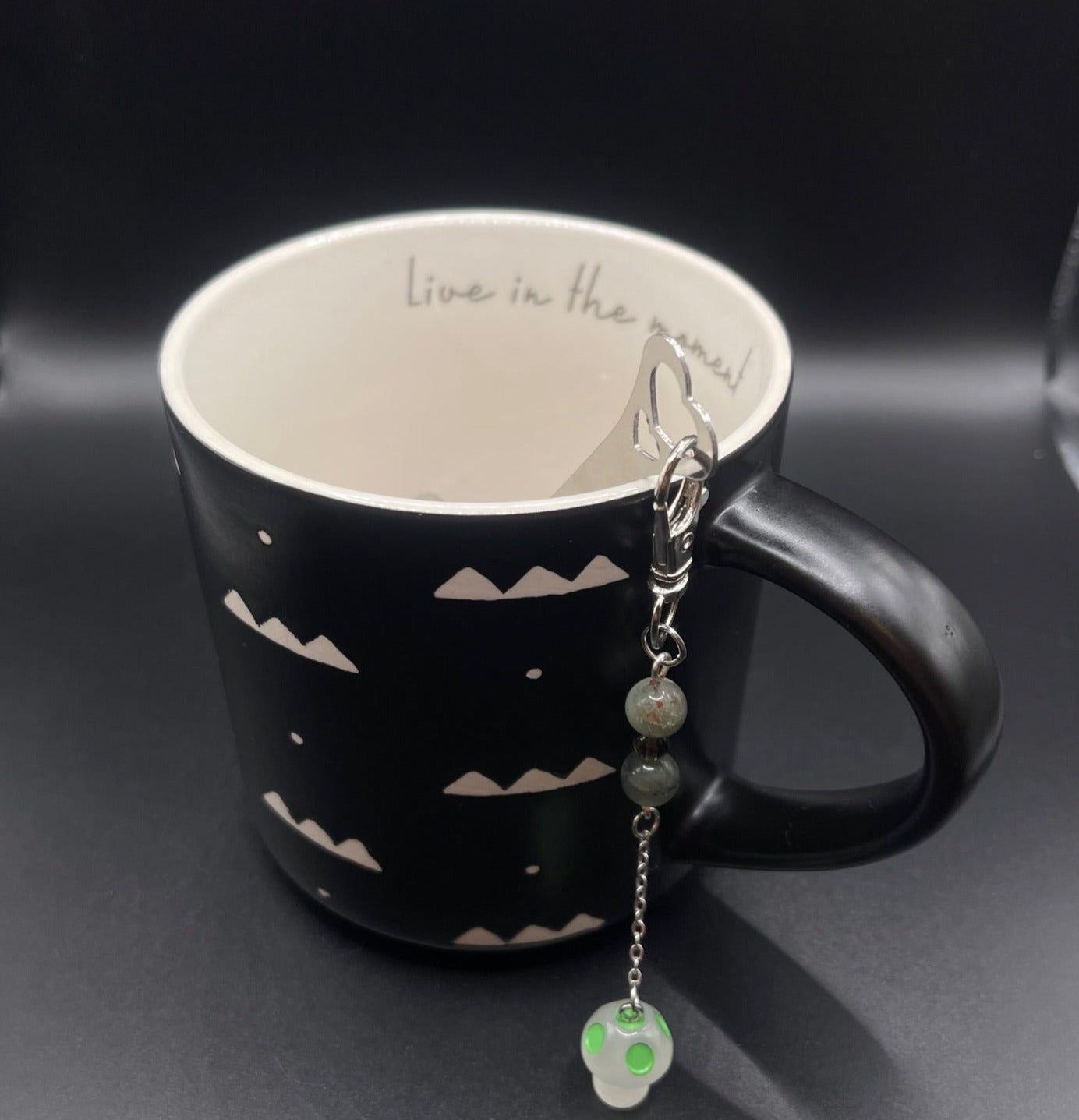 ✨ Radiant Sip: Stainless Steel Heart Teaspoon with Crystal Charm - Dragon Blood Jasper and Smoky Quartz✨