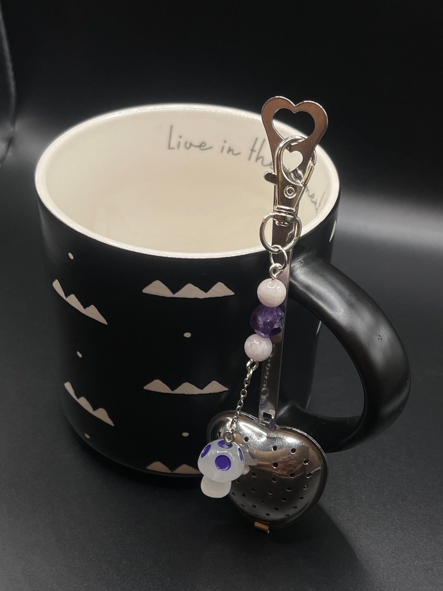 ✨ Radiant Sip: Stainless Steel Heart Teaspoon with Crystal Charm - Amethyst and Kunzite✨