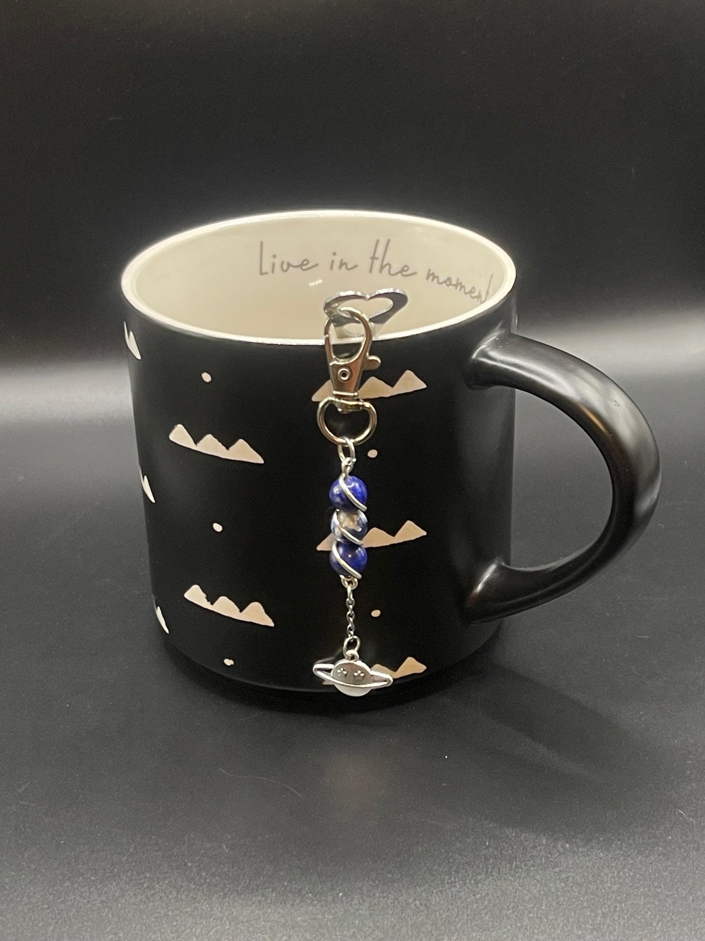 ✨ Radiant Sip: Stainless Steel Heart Teaspoon with Crystal Charm - Lapis Lazuli and Sodalite✨