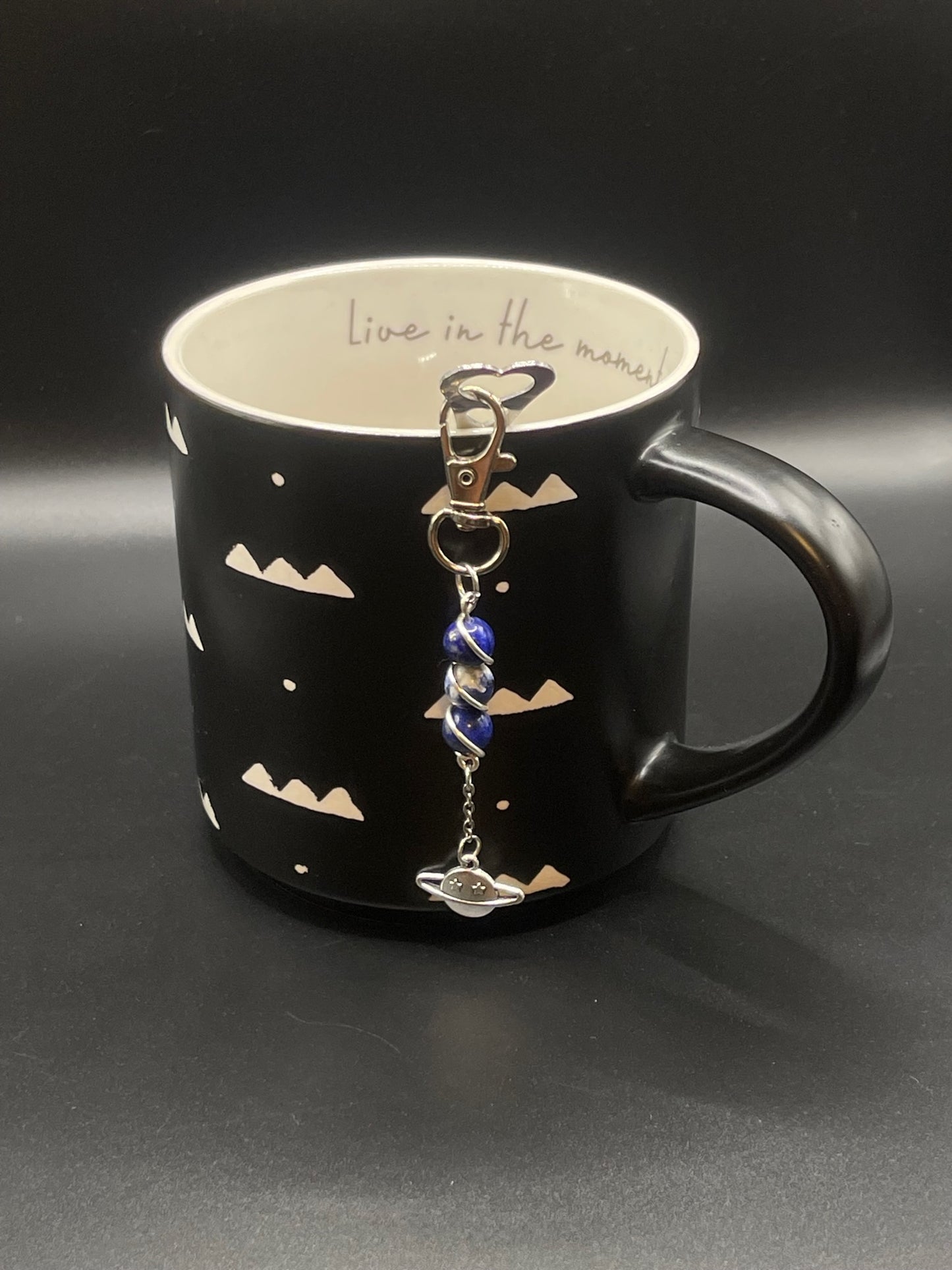 ✨ Radiant Sip: Stainless Steel Heart Teaspoon with Crystal Charm - Lapis Lazuli and Sodalite✨