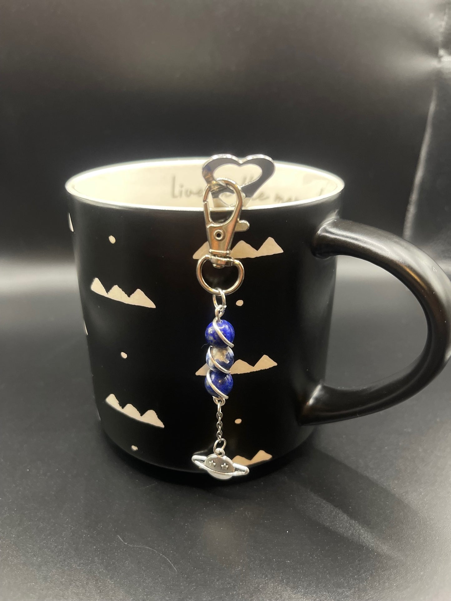 ✨ Radiant Sip: Stainless Steel Heart Teaspoon with Crystal Charm - Lapis Lazuli and Sodalite✨