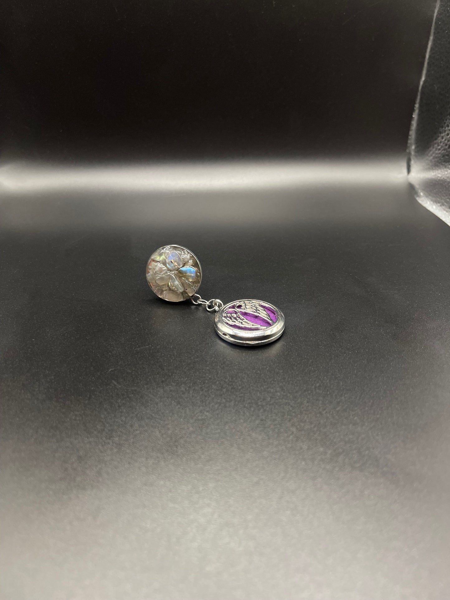 ✨ Celestial Tranquility: Moonstone Car AC Vent Clip with Angel Wing Cage ✨