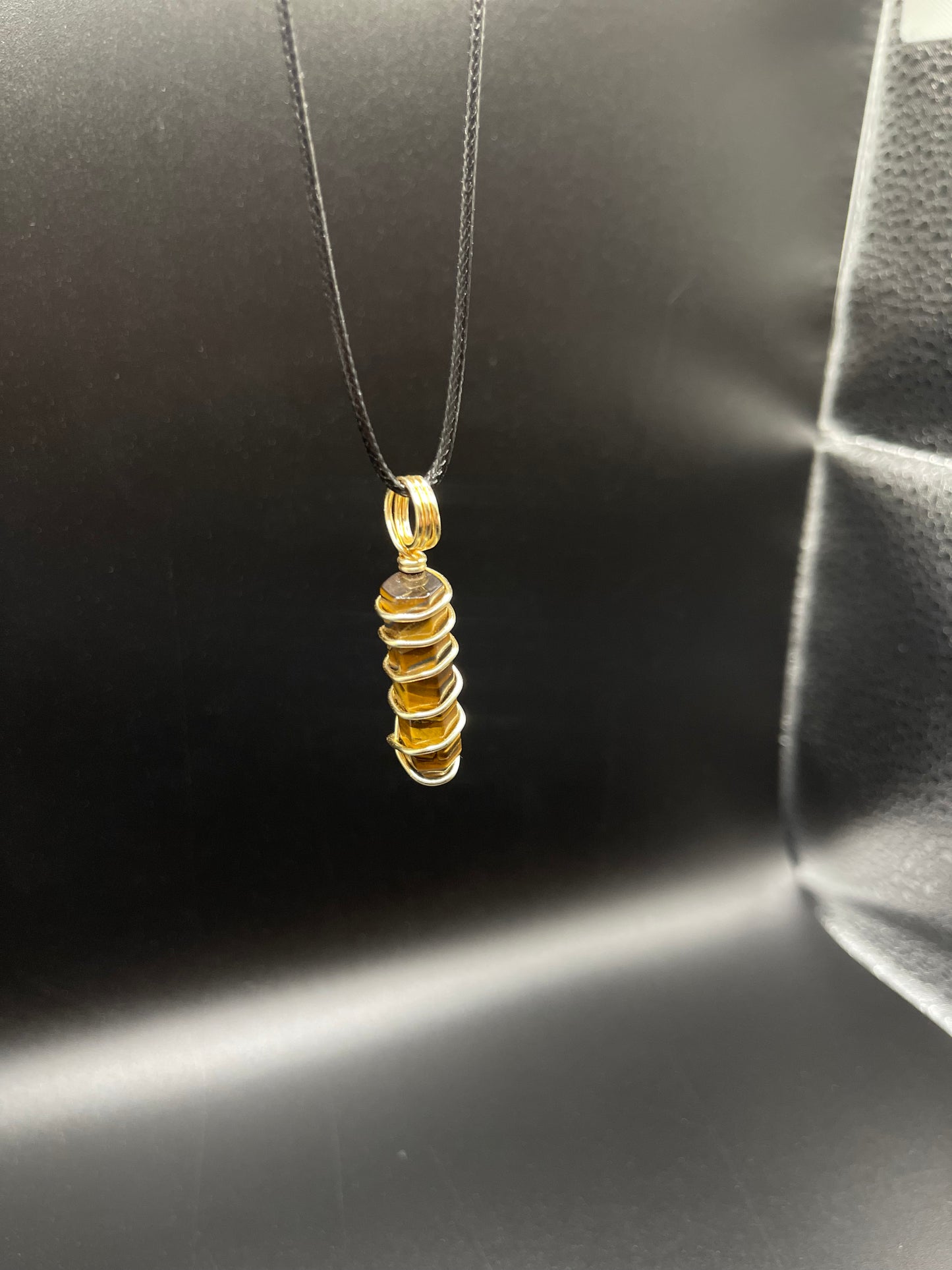 Elevate your Aura with a One of a Kind Mini Tower Tigers Eye Wire Wrapped Crystal Necklace