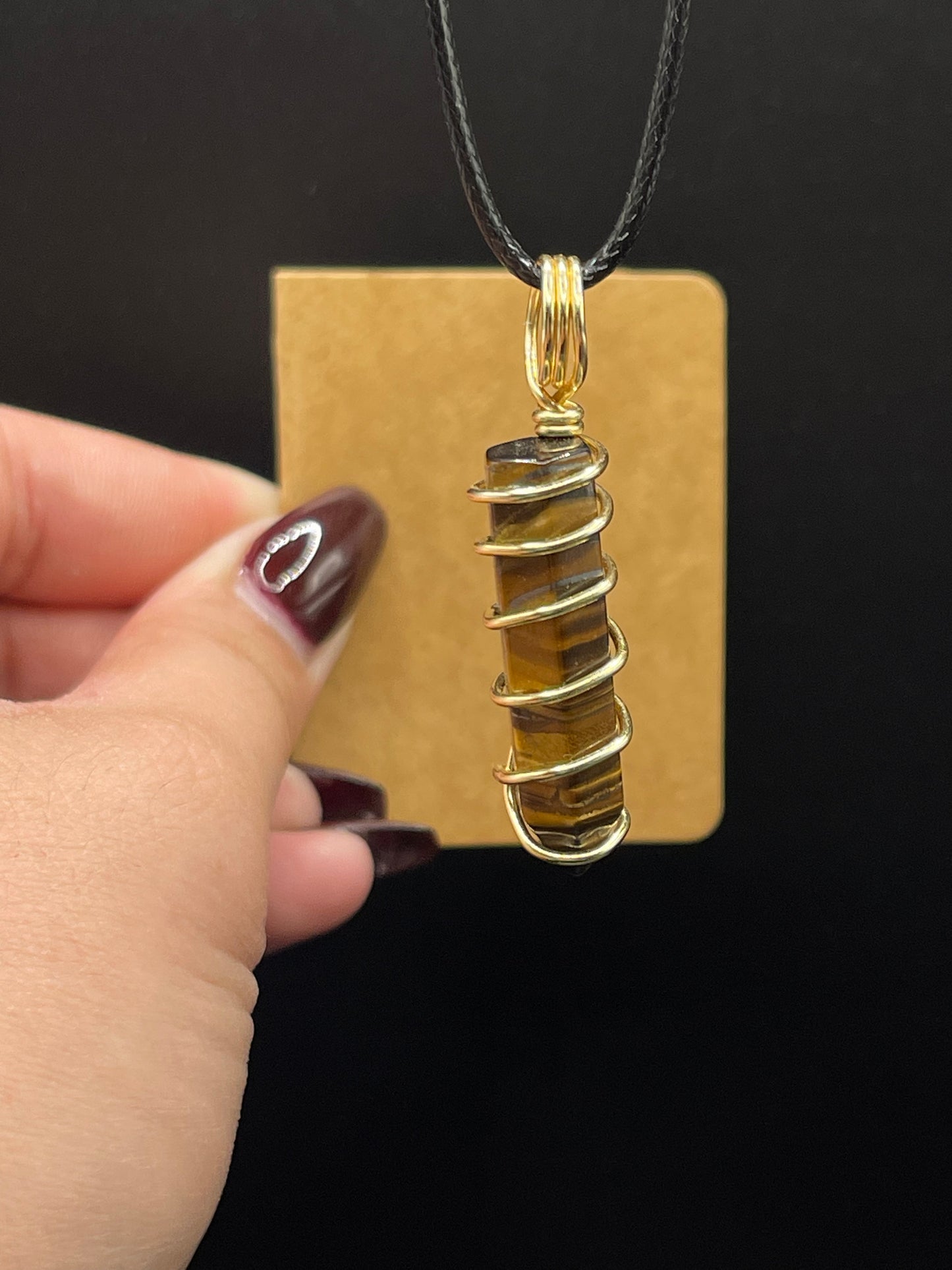 Elevate your Aura with a One of a Kind Mini Tower Tigers Eye Wire Wrapped Crystal Necklace