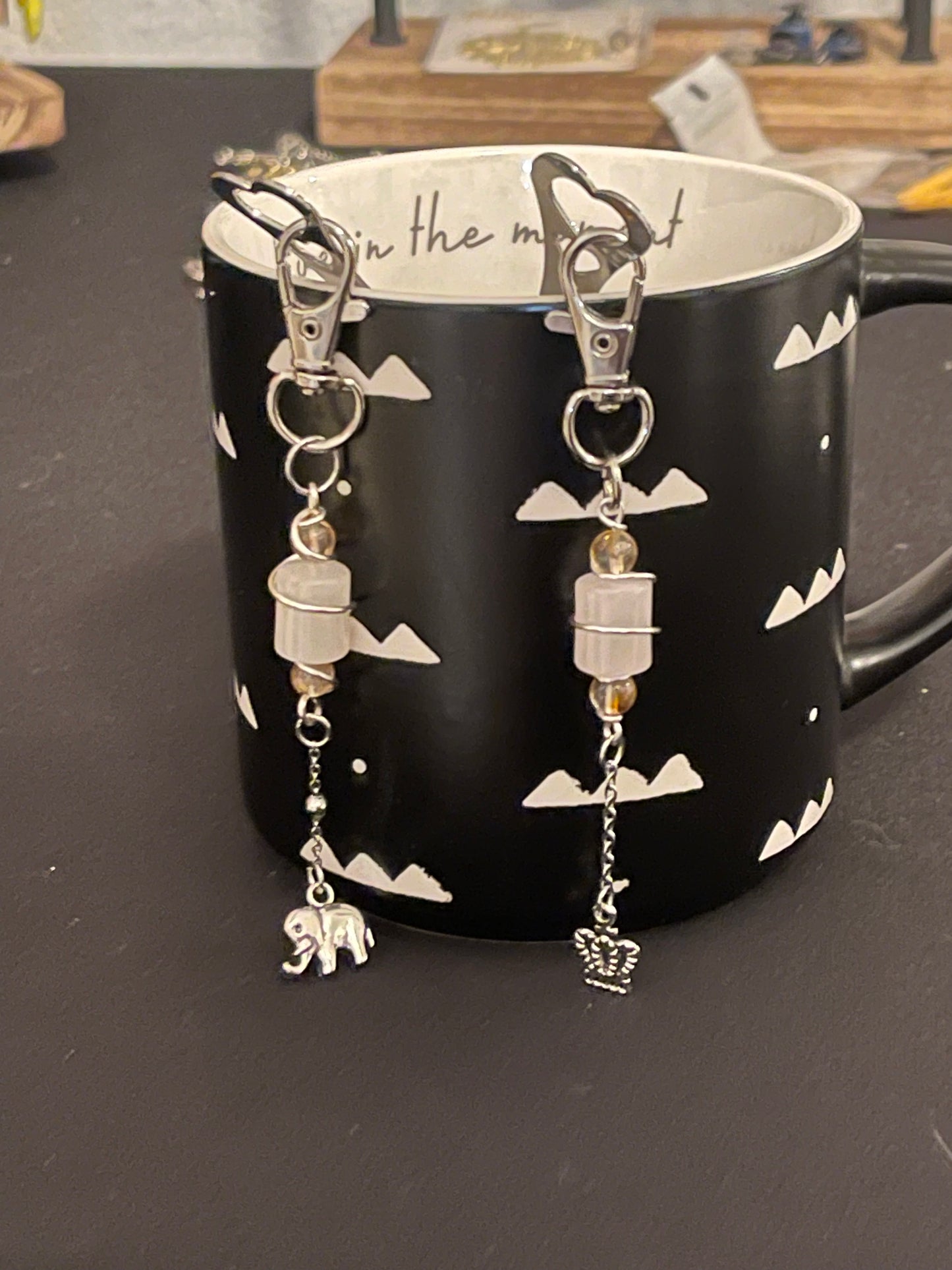 ✨ Gentle Wisdom: Long Grip Stainless Steel Mesh Heart Shaped Teaspoon with Removable Crystal Charm Rose Quartz and Citrine✨