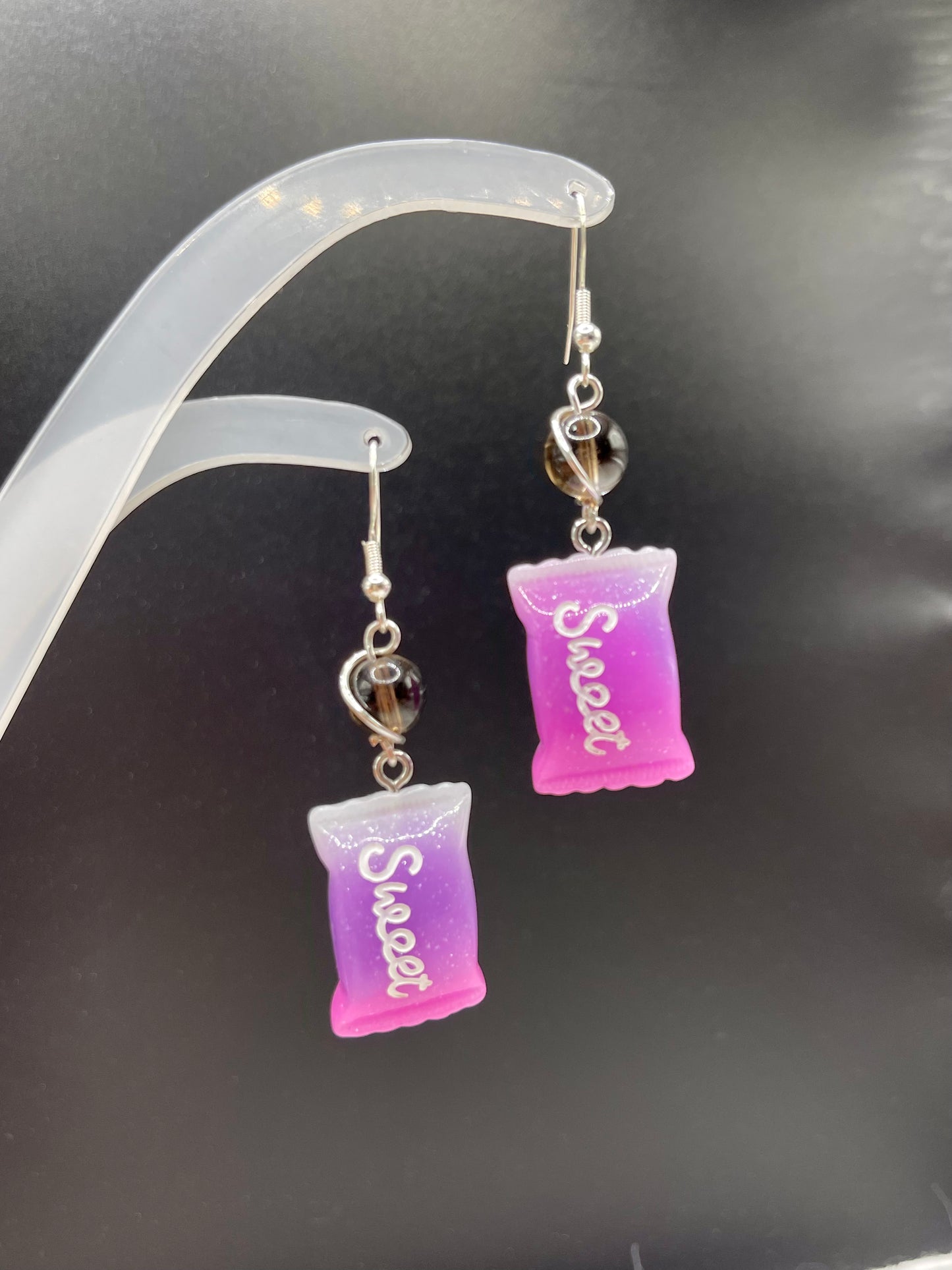 Dangly Candy Crystal Earrings with Natural Smoky Quartz