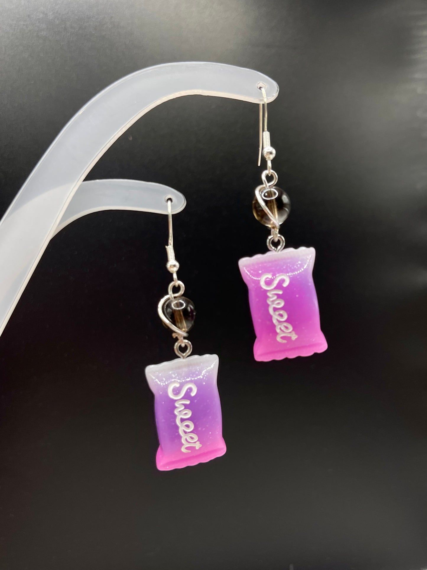 Dangly Candy Crystal Earrings with Natural Smoky Quartz