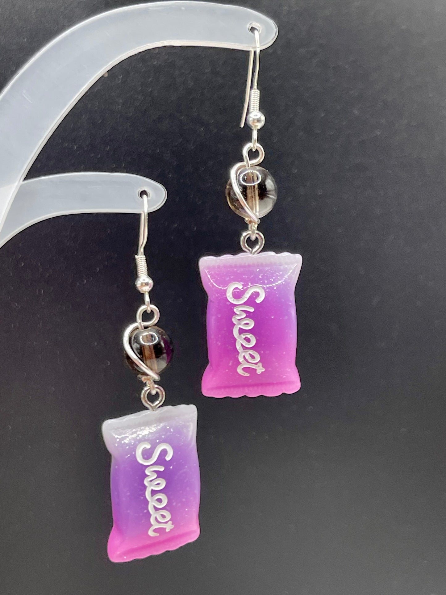 Dangly Candy Crystal Earrings with Natural Smoky Quartz